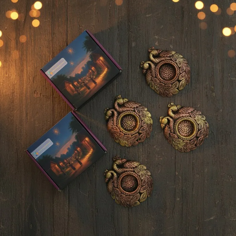 Couple Peacock Tea Light Holder - Set Of Four media 6