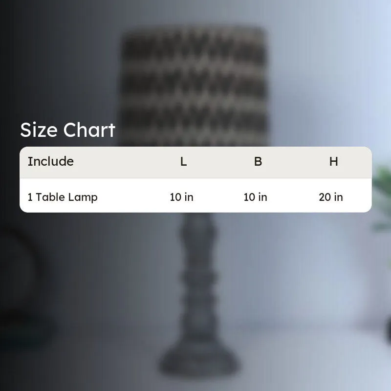 Chevronic Bantu Printed Mango Wood Table Lamp - Black, White media 6
