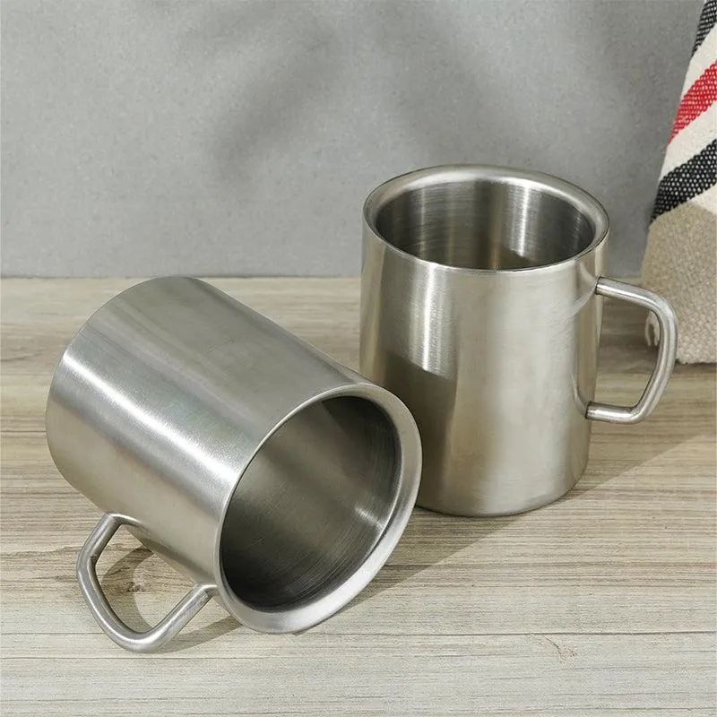 Deevas Stainless Steel Coffee Mug (250 mL Each) - Set of Two media 4