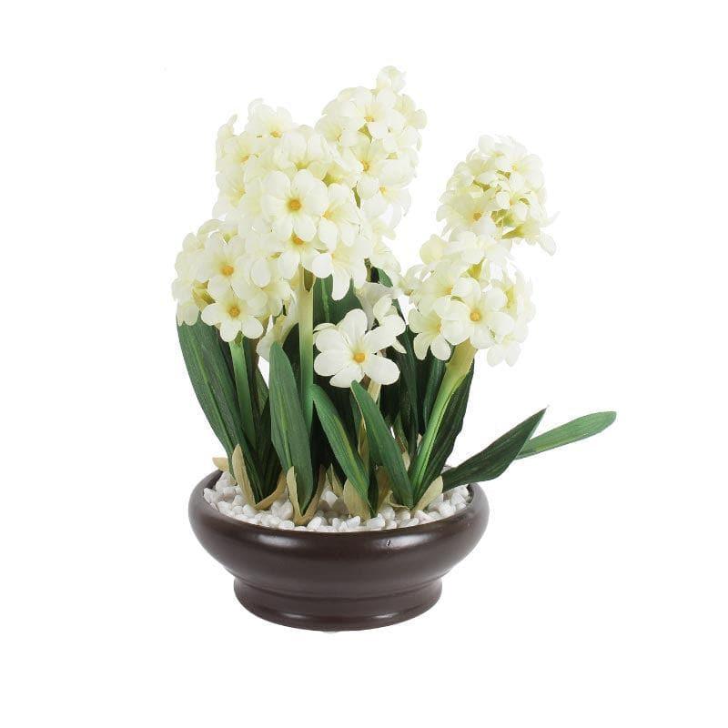Faux Hyacinth Bonsai In Ceramic Pot (26 cms) - White media 3
