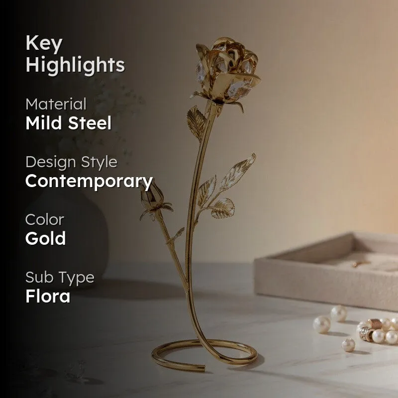 Golden Rose Elegance 24K Gold Plated Mild Steel Showpiece media 2
