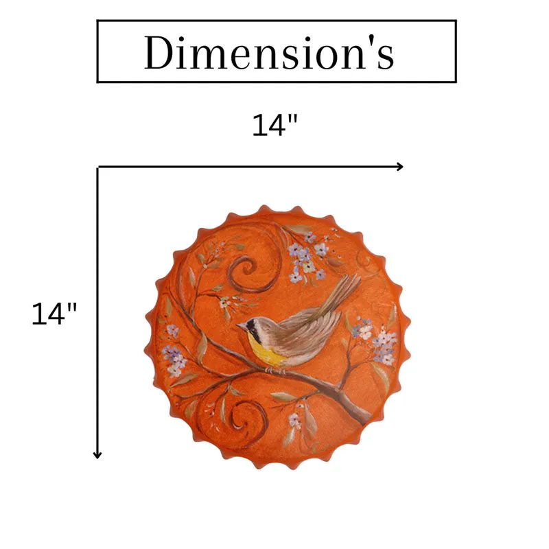Orange Bird Bottle Cap Metal Wall Accent media 5