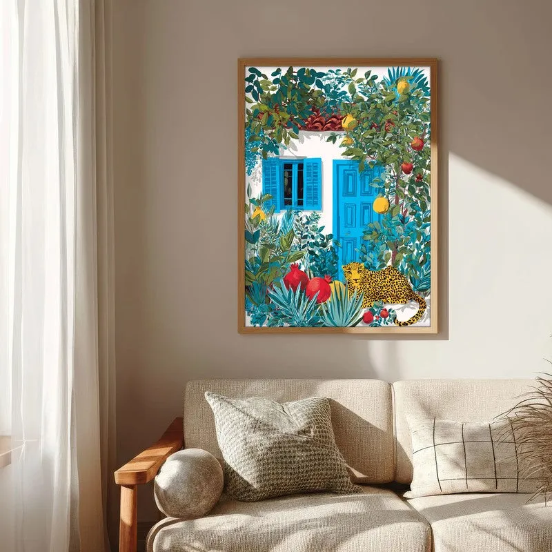 Floravista Botanical Blue Cottage Canvas Wall Painting With Brown Frame media 7