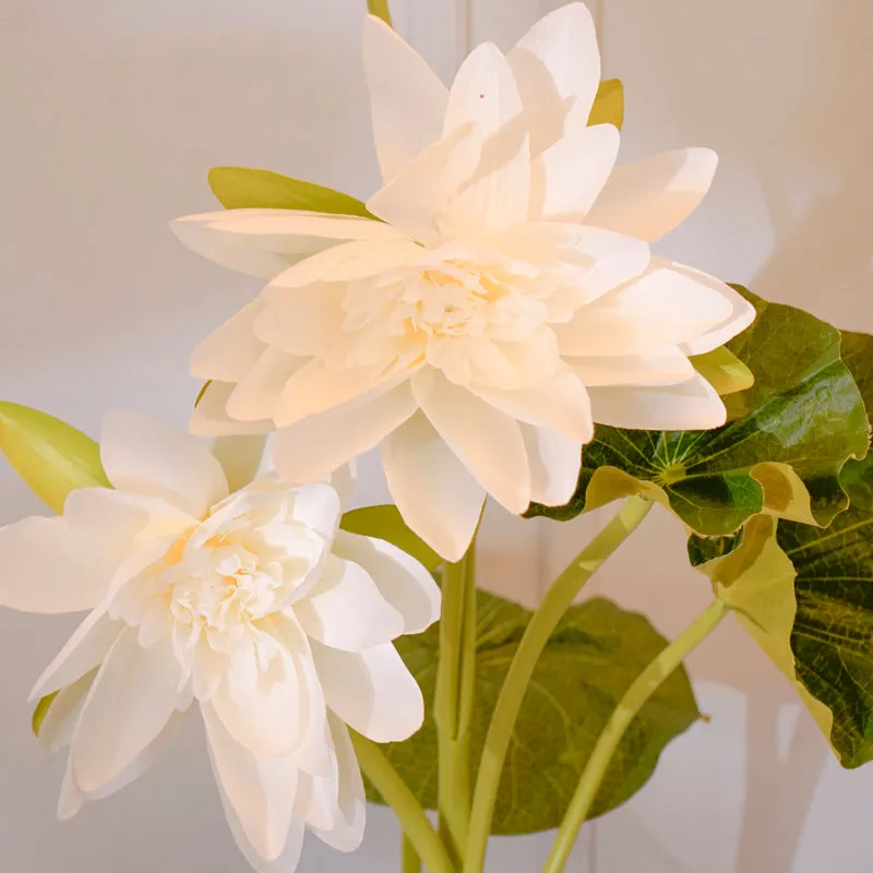 Faux Artificial Plastic Lotus Flower Stem(White) - 55 CM media 4