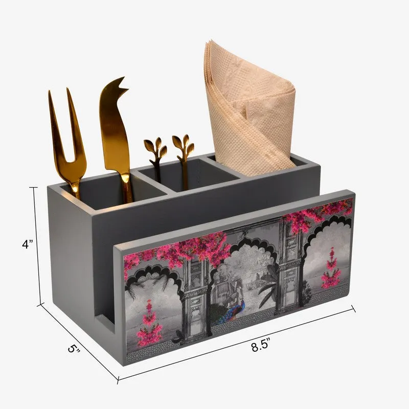 Floral Printed Wooden Cutlery Stand media 6
