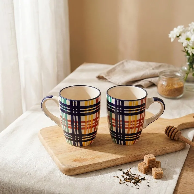 Strip Ceramic Coffee Mug (290 mL Each) - Set Of Two media 1
