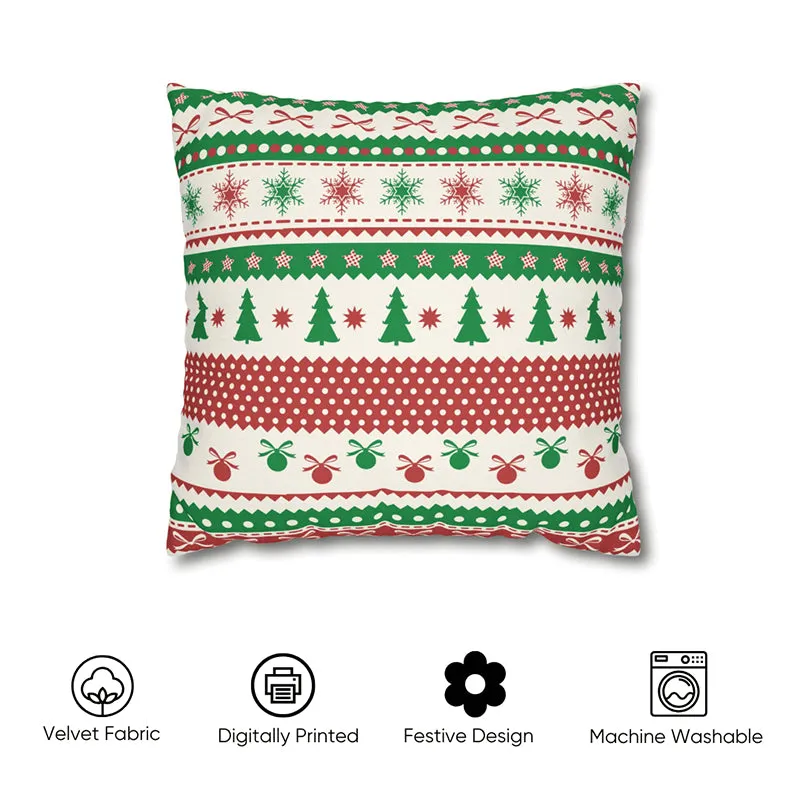Festive Stitches Velvet Christmas Cushion Cover - Set Of Five media 4