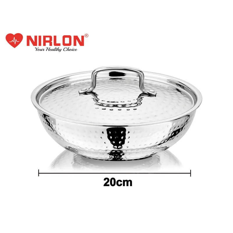 Nirlon Steel Hammered Kadhai With Lid - 1500 mL/8 Inches media 7