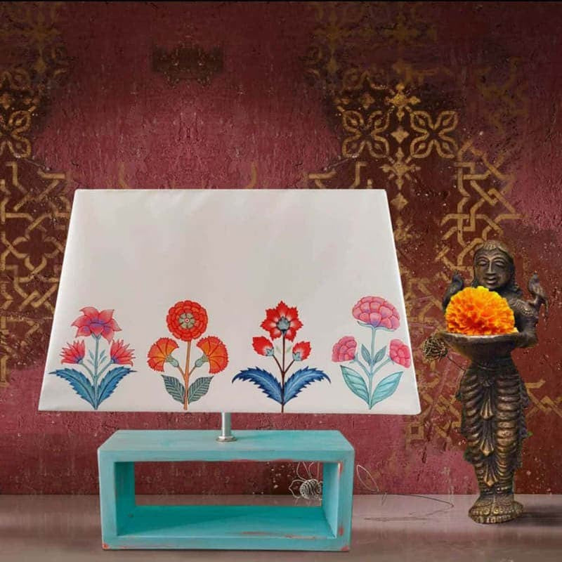 Chitra Foral Handpainted Fabric Table Lamp - Multicolor media 4