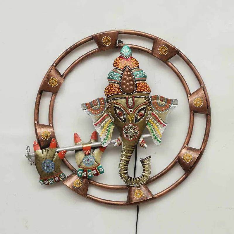 Vinayaka with Flute Iron Wall Accent media 4