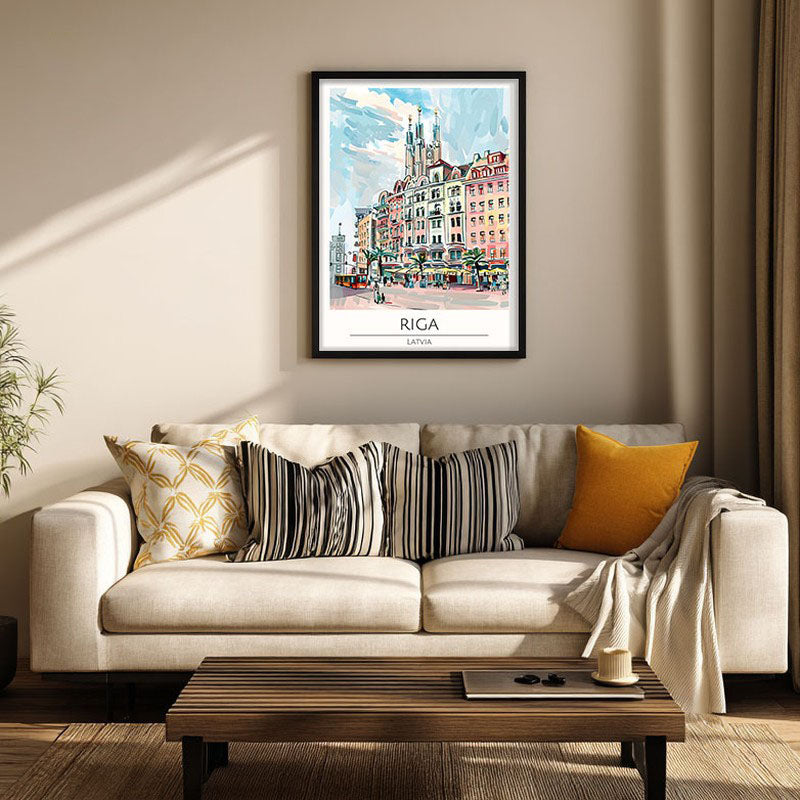 Vintage Riga Framed Canvas Wall Painting