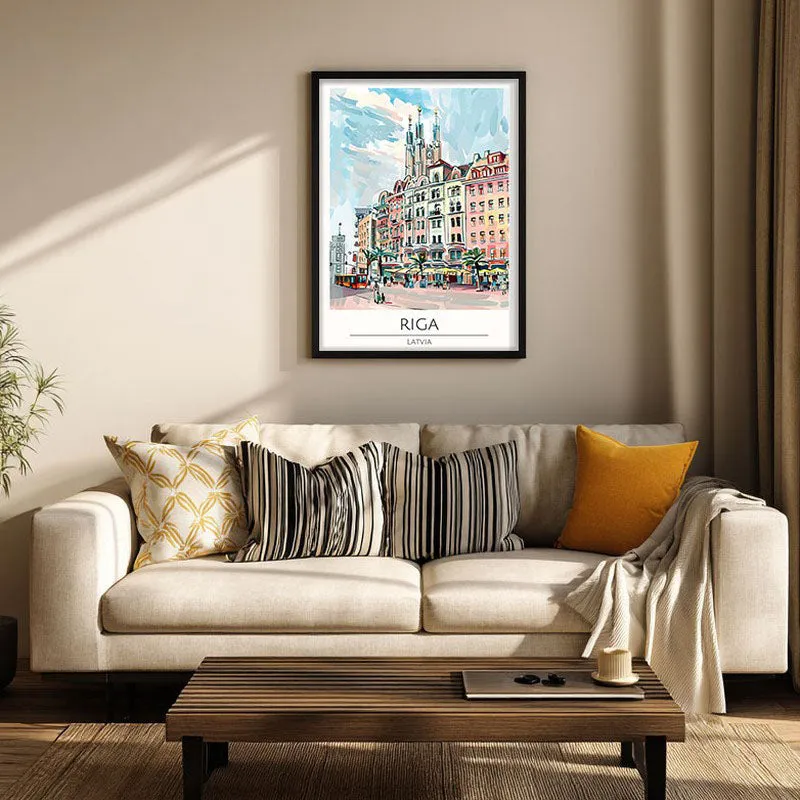 Vintage Riga Framed Canvas Wall Painting media 1