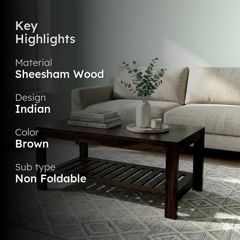 Alvero Sheesham Wooden Center Table - Brown media 2