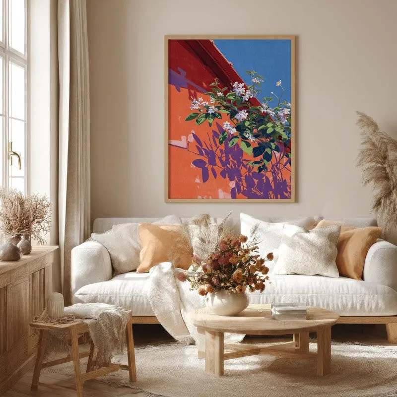 Azure Blush Canvas Wall Painting - Brown Frame media 4