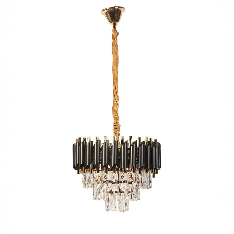 Glam Crystal Cascade Chandelier - Black & Gold media 7