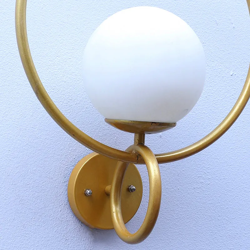 Pearl Halo Iron Moon Glass & Iron Wall Lamp media 4