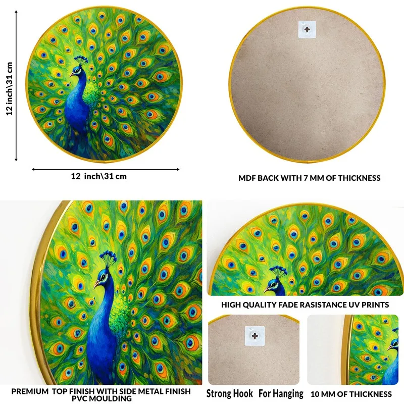 Neelkanth Peacock Paper Wall Painting With PVC Frame media 8