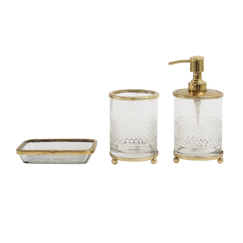 Roma Crystal Cut Bathroom Set - Gold media 4