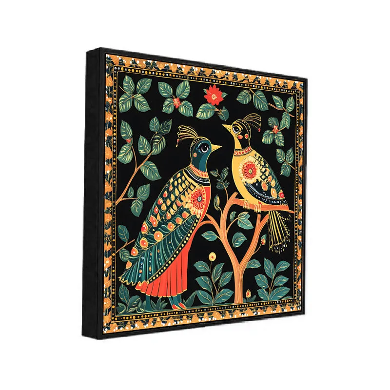 Tribal Birds Canvas Wall Art With Frame media 3