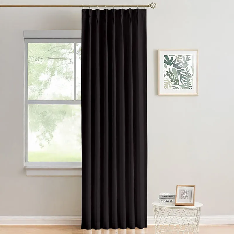 Noir Double Pinch Pleat Blackout Curtain - Black media 1