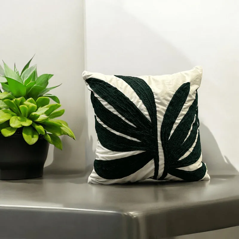 Monochrome Fronds Tufted Cushion Cover - Black & White media 1
