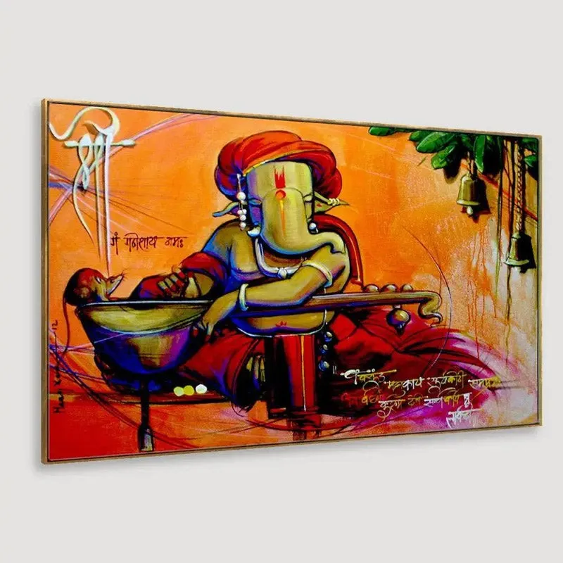 Ganesha Veena Canvas Wall Painting media 5