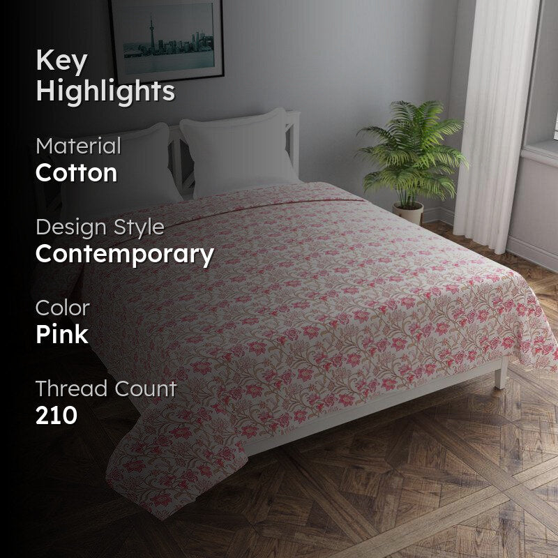 Blossom Cascade Floral Cotton Duvet Cover - 210 TC media 2
