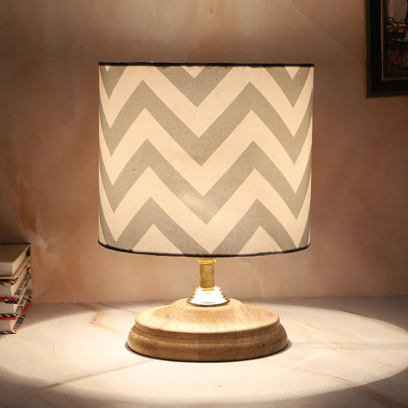 Chevron Light Pebble Printed Mango Wood Table Lamp media 4