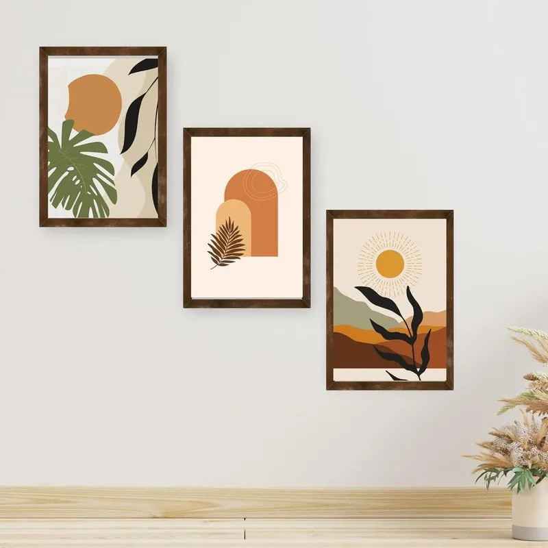 Earthy Aura Paper Wall Painting With Frame - Brown media 4