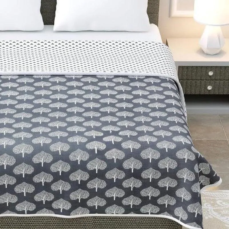 Akshat Ethnic Reversible Cotton Dohar (Grey) - 180 GSM media 3
