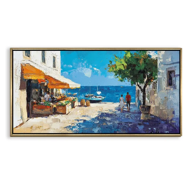 Brushstrokes of Blue Wall Painting With Frame media 3
