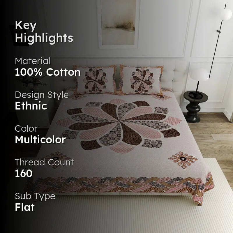 RangRiwaaz Cotton Bedsheet (Peach) - 160 TC media 2