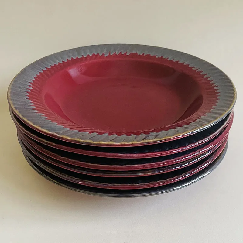 Raisel Ceramic Pasta Plate (Red) - Set Of Six media 1