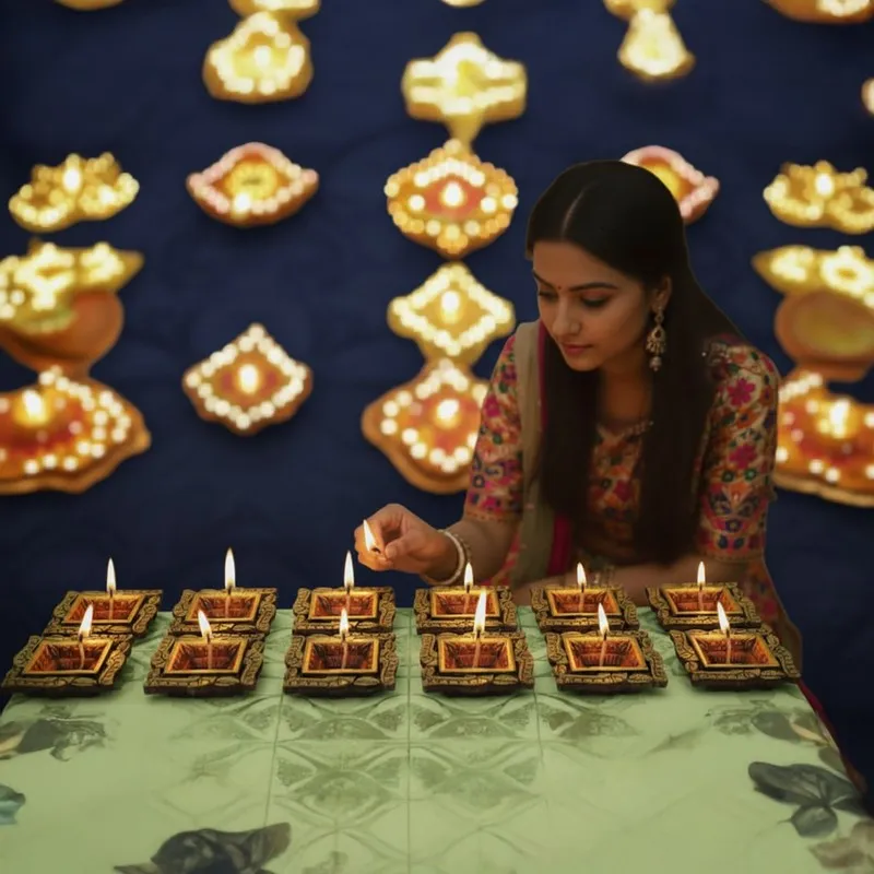 Swastik Diya - Set Of Eight media 10