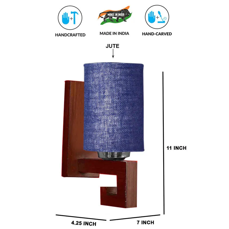 Cerulean Cylindrical Wooden Wall Lamp media 5