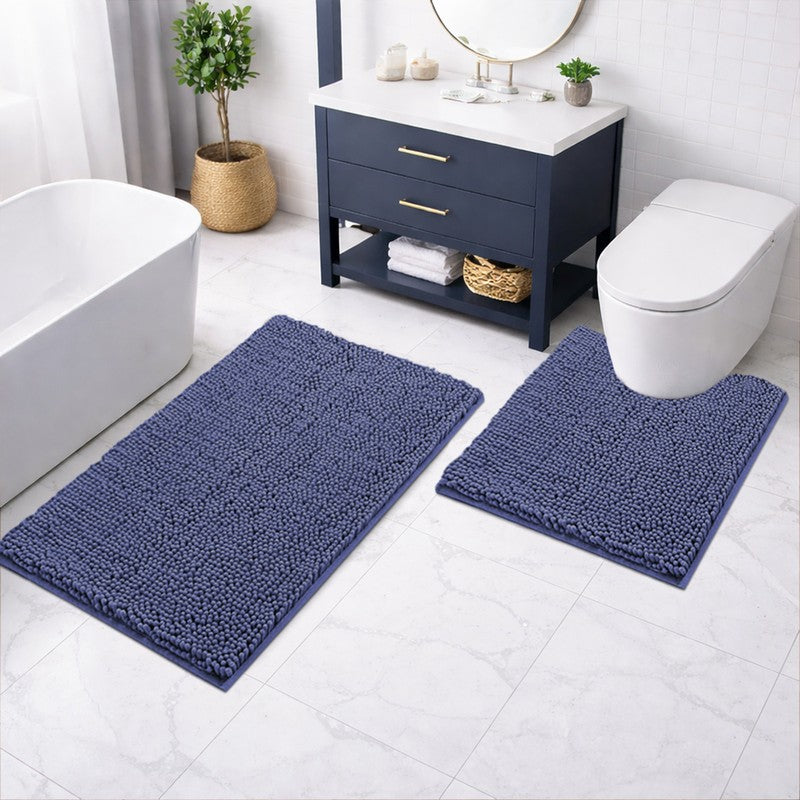 PureTone Microfiber Bath Mats (Navy) - Set of Two