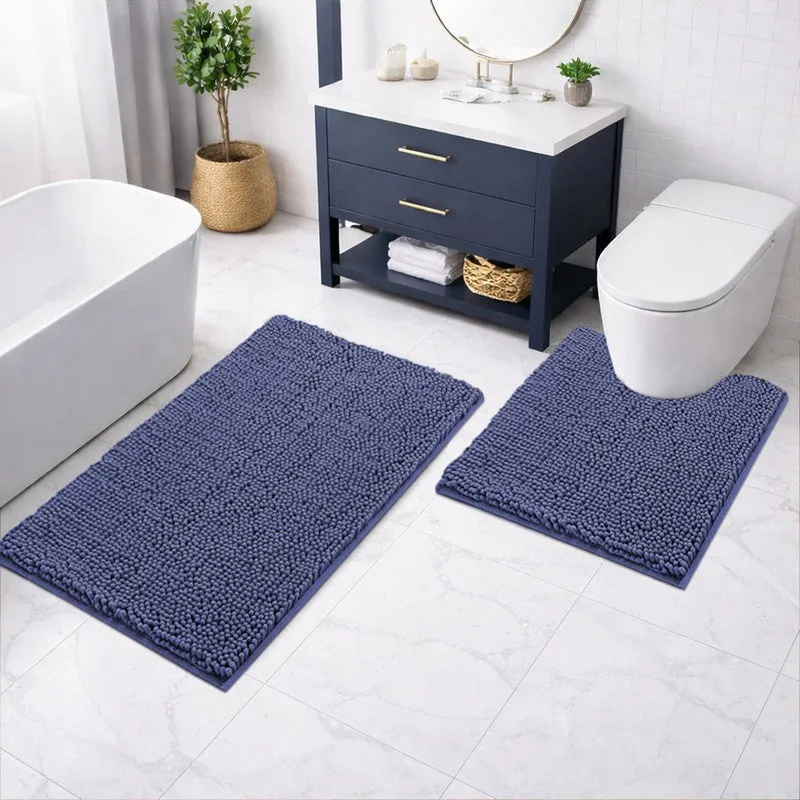 PureTone Microfiber Bath Mats (Navy) - Set of Two media 1