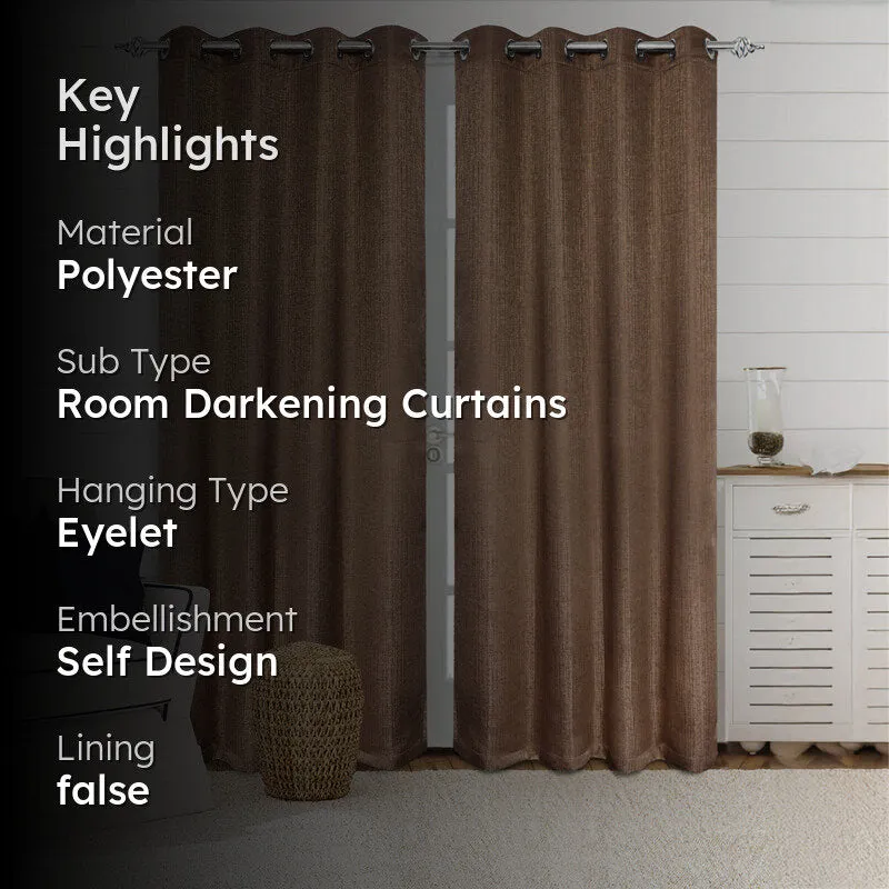 Saral Home Auriel Room Darkening Curtain (Brown) - Set Of Two media 2