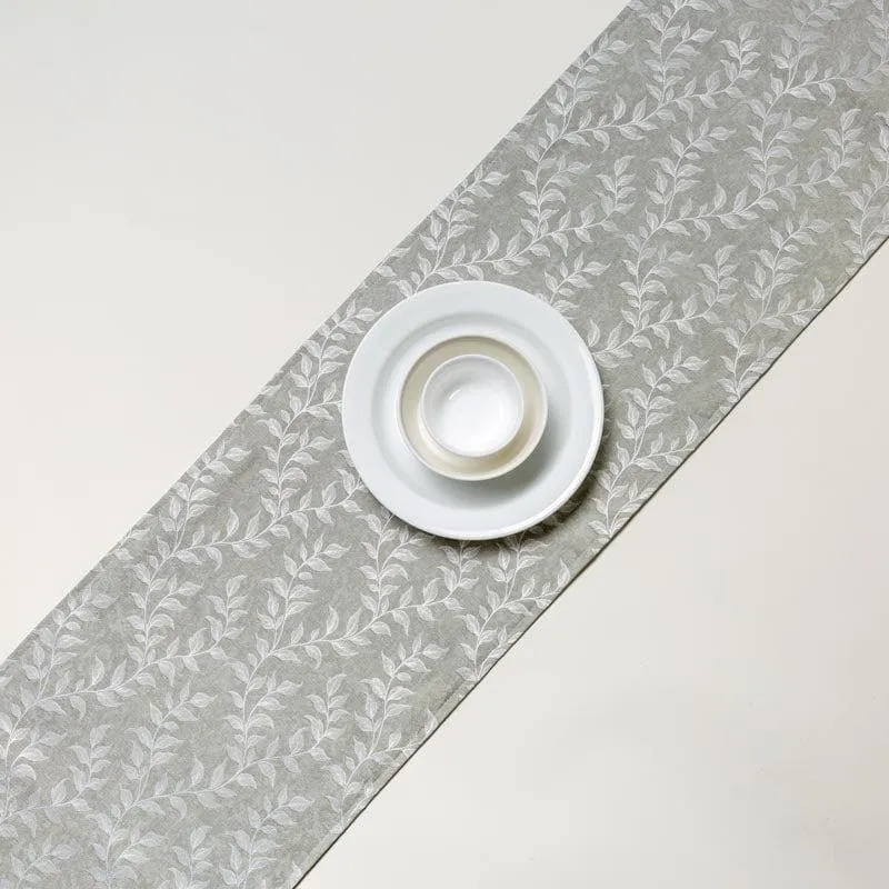 Elle Leafsy Jacquard Table Runner - Grey media 3