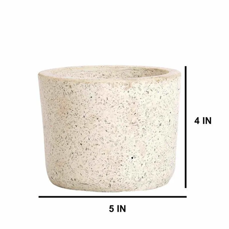 White Terrazzo Hand Crafted Marble Planter media 5