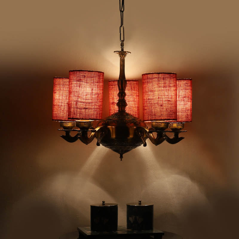 Glanzle Cylindrical Golden Antique Ceiling Lamp