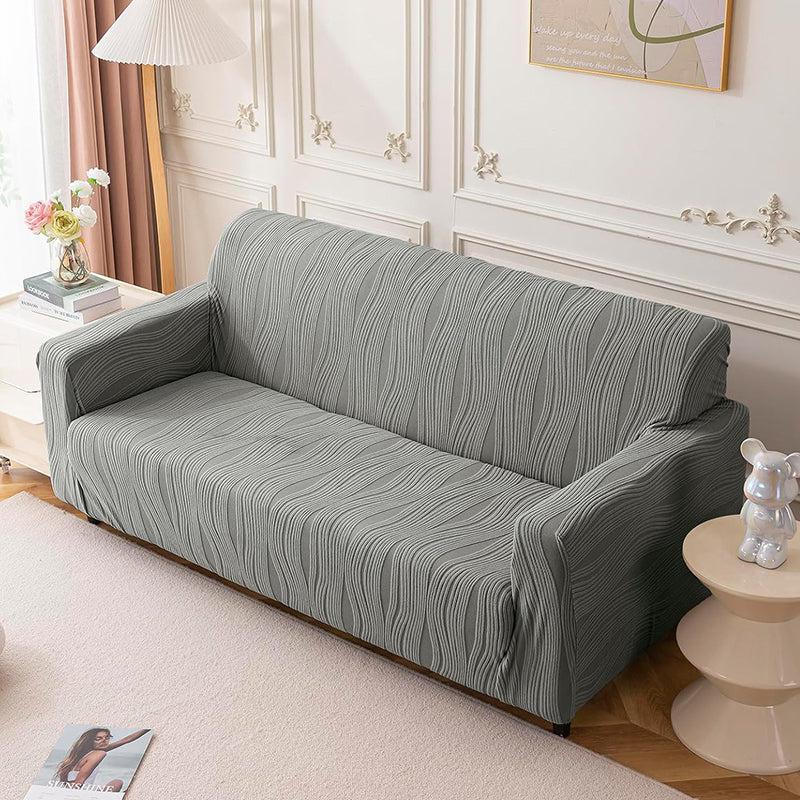 Velvet Night Solid Sofa Cover - Dark Grey media 3