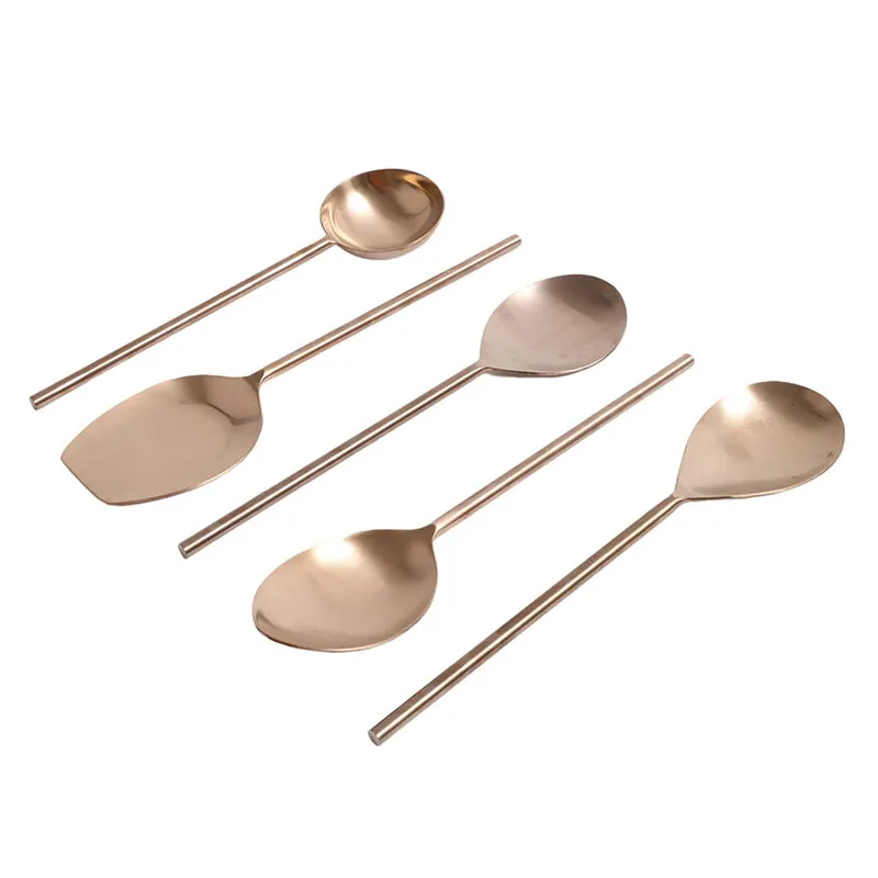 Zarif Stainless Steel Serving Spoon - Set Of Five media 3