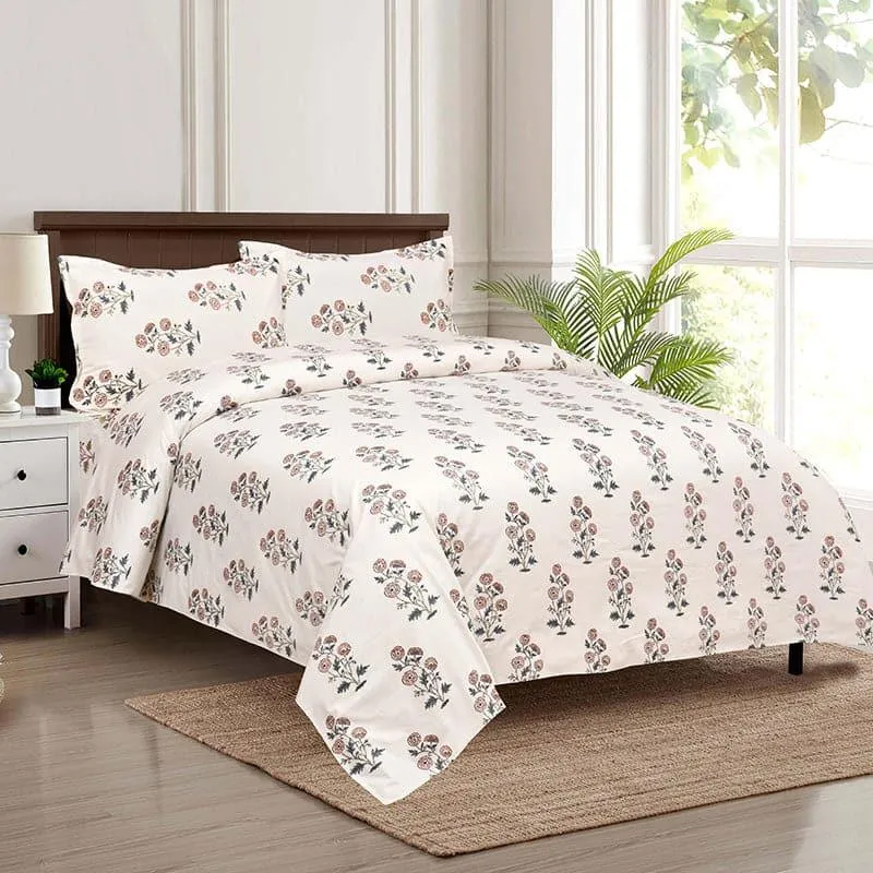 Tamiksha Printed Cotton Bedsheet (Brown) - 160 TC media 1
