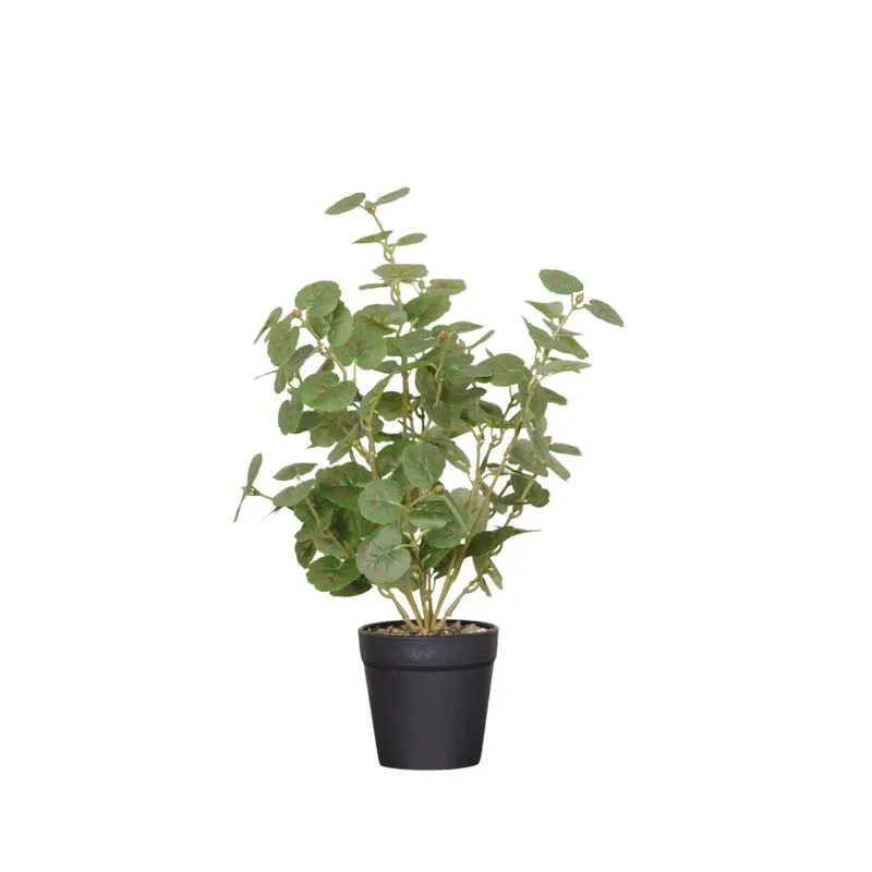 Artificial Geranium Plant With Black Fiber Pot (Green) - 1.4 Feet media 4