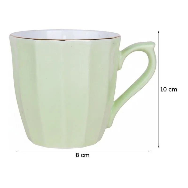 Ereva Porcelain Tea Cup (200 mL Each)/Green)-  Set of Six - 7
