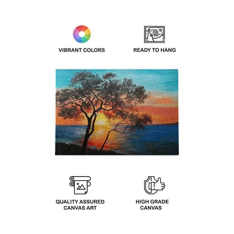 Tree By The Lake Canvas Wall Painting - Gallery Wrap media 4