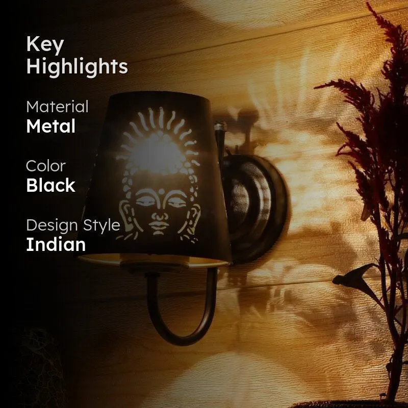 Moksh Etched Metal Black Wall Lamp media 2
