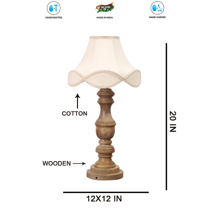 Valencia Arc Carve Wooden Table Lamp - Off White,Brown media 7