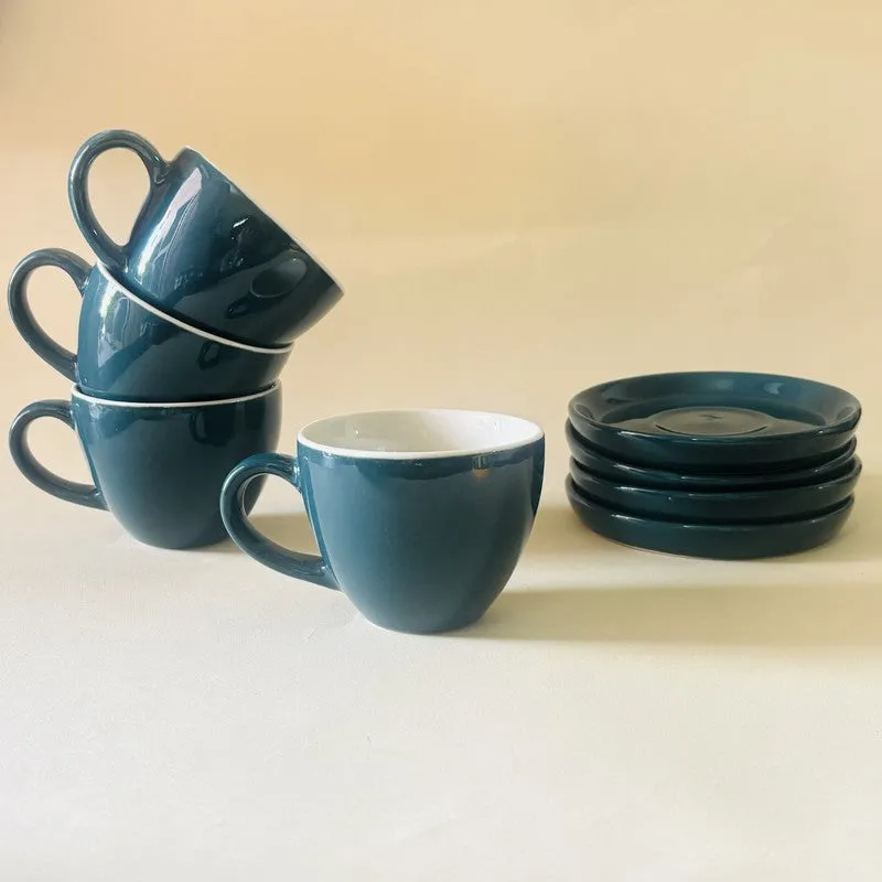 Ceramic Cup & Saucer (Deep Green/180 mL Each) - Set of Four media 7